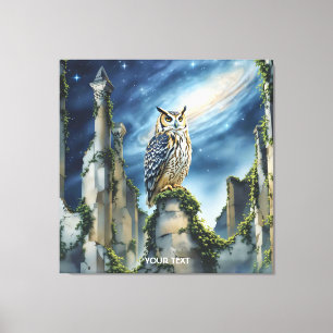 Toile Imaginaire Chouette mignonne ruines anciennes