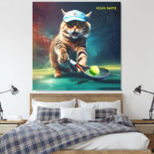Toile Imaginaire Cute Chat Jouant Au Tennis (Insitu(Chambre))