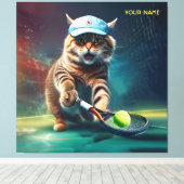 Toile Imaginaire Cute Chat Jouant Au Tennis (Insitu (Plancher de Bois))