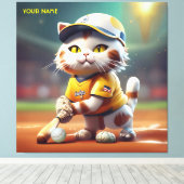 Toile Imaginaire Cute Chat Softball Uniforme (Insitu (Plancher de Bois))