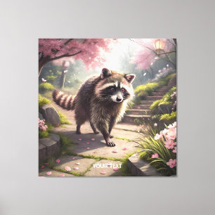 Toile Imaginaire Cute Racoon Sakura Garden