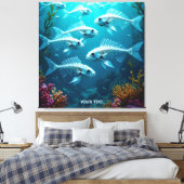 Toile Imaginaire Cute Skeleton Fish School (Insitu(Chambre))