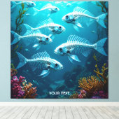 Toile Imaginaire Cute Skeleton Fish School (Insitu (Plancher de Bois))