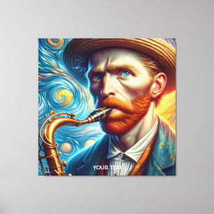 Toile Imaginaire Cute Van Gogh Saxophone