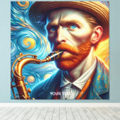 Toile Imaginaire Cute Van Gogh Saxophone (Insitu (Plancher de Bois))