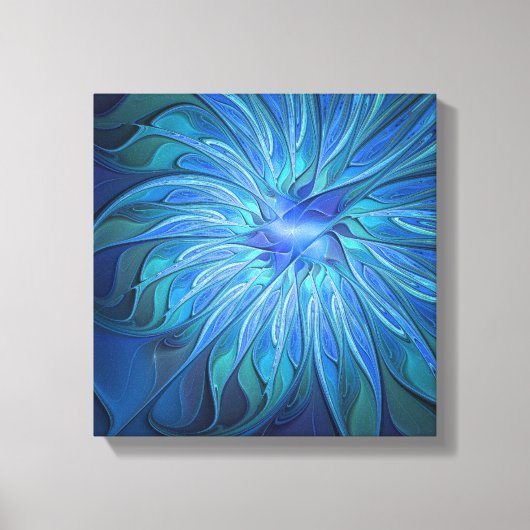 Toile Imaginaire Fleur Bleue Motif, Art Fractal Abstrait (Recto)