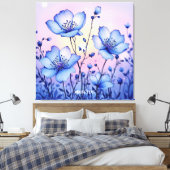 Toile Imaginaire Fleurs Bleues Cute Champ (Insitu(Chambre))