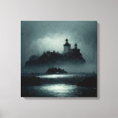 Toile Imaginaire Island Lighthouse Misty Foggy Dark Nigh (Recto)
