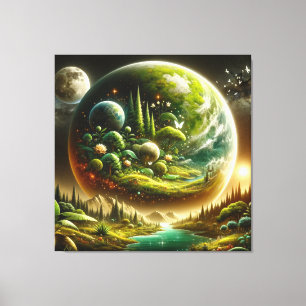 Toile Imaginaire Magique Planète Avec Nature Céleste