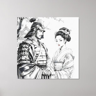 Toile Imaginaire mignon Samurai Geisha crayon