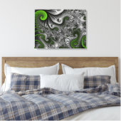 Toile Imaginaire Monde Green Grey Triptyque Fractal Abst (Insitu(Chambre))