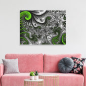 Toile Imaginaire Monde Green Grey Triptyque Fractal Abst (Insitu(Salon))