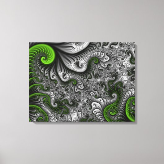 Toile Imaginaire Monde Green Grey Triptyque Fractal Abst (Recto)