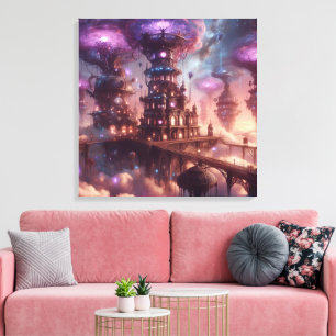 Toile Imaginaire pourpre Steampunk City