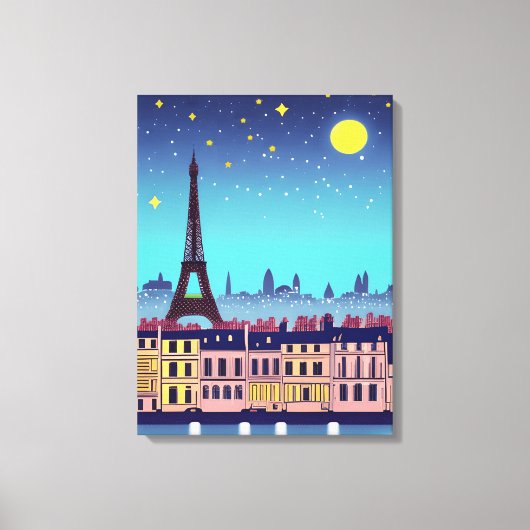 Toile Imaginaire Skyline de Paris sous les étoiles (Recto)
