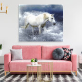 Toile Imaginaire White Horse & Ocean Surf Art Imprimer (Insitu(Salon))