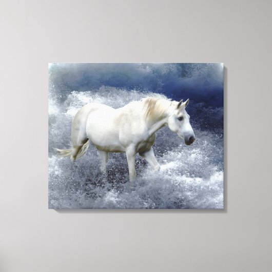 Toile Imaginaire White Horse & Ocean Surf Art Imprimer (Recto)