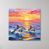 Toile Impasto Dolphins and Ocean Waves   (Recto)