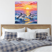 Toile Impasto Dolphins and Ocean Waves   (Insitu(Chambre))