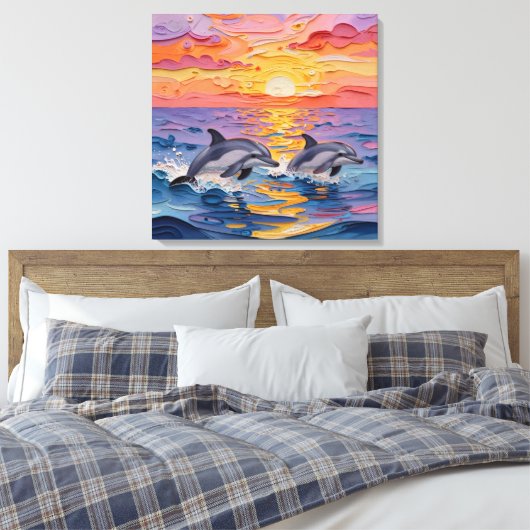 Toile Impasto Dolphins and Ocean Waves   (Insitu(Chambre))