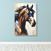 Toile Impasto Portrait d'un cheval noir (Insitu (Plancher de Bois))