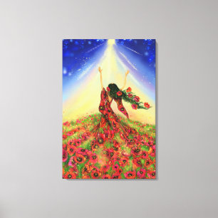Toile Impression Canvas Fleurs Fille - Peinture Pr