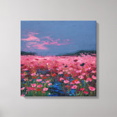 Toile Impressionist Pink Poppy Field Textured Canvas Wal (Recto)