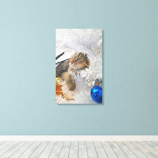 Toile Impressionnisme de Noël Tabby Cat (Insitu (Plancher de Bois))