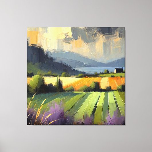 Toile Impressionniste Abstraite tempête paysagère Orange (Recto)