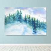 Toile Impressionniste artistique Snowy Mountain Scene (Insitu (Plancher de Bois))