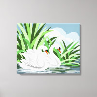 Imprimantes d'art Paire de cygne blanc