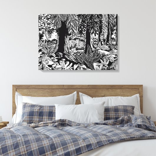 Toile Imprimantes d'art paysager B & W Forêt Art Canvas  (Insitu(Chambre))