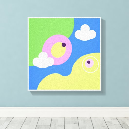 Toile Imprimantes originales d'art simple bleu d'oiseaux (Insitu (Plancher de Bois))