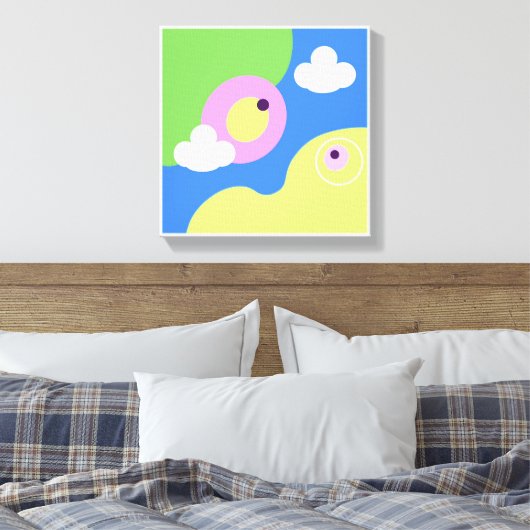 Toile Imprimantes originales d'art simple bleu d'oiseaux (Insitu(Chambre))