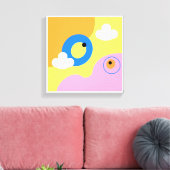 Toile Imprimantes originales d'art simple jaune d'oiseau (Insitu(Salon))