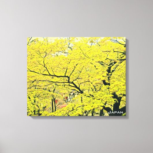 Toile imprimé japonais jaune gingko (Recto)