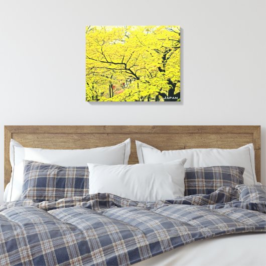 Toile imprimé japonais jaune gingko (Insitu(Chambre))