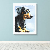 Toile Imprimer à partir de la peinture d'un Dachshund (Insitu (Plancher de Bois))