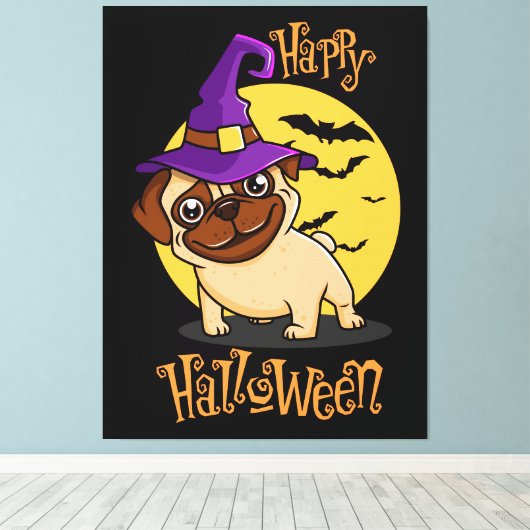 Toile Imprimer Canvas Puggy Halloween (Insitu (Plancher de Bois))