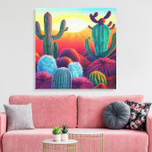 Toile Imprimer : Coucher de soleil sur le désert de Cact (Insitu(Salon))