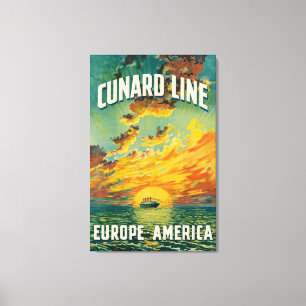 TOILE IMPRIMER CUNARD OCEAN LINER EUROPE AMERICA CANVAS