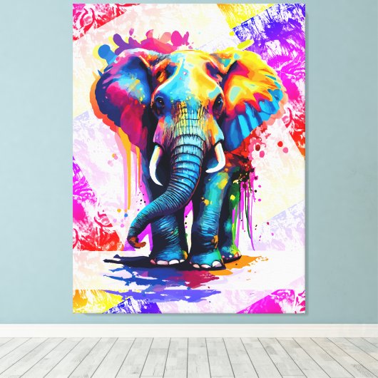 Toile Imprimer mur d'éléphant coloré - Faune (Insitu (Plancher de Bois))