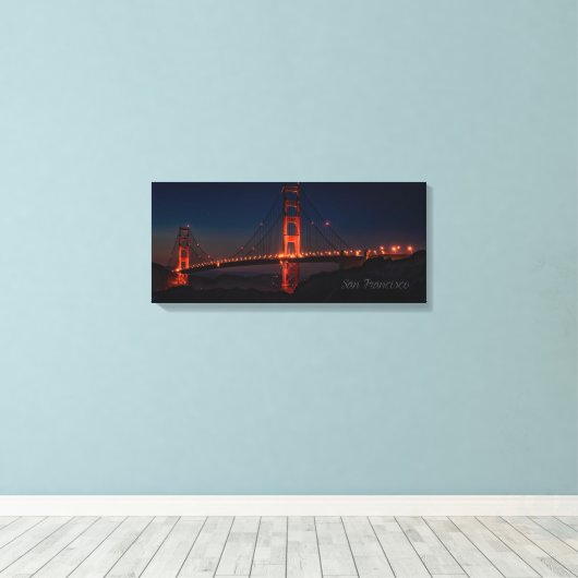 Toile Imprimer San Francisco Night Bridge (Insitu (Plancher de Bois))
