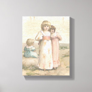 Toile Imprimer vintage "Little Beachcombers" Canvas