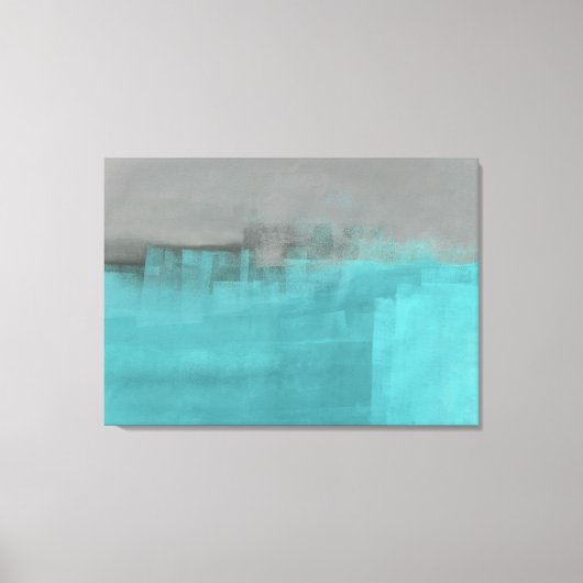Toile Imprimerie "Misty" Gris et Turquoise Abstrait (Recto)