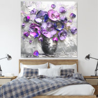 Imprimés d'art floral violet et gris