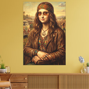 Toile Incroyable Mona Lisa Hippie Woodstock