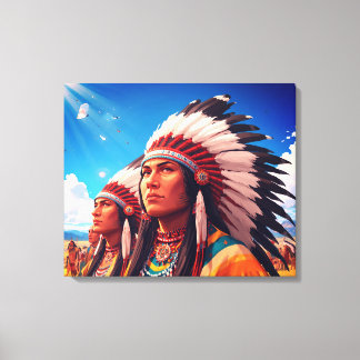 Toile Indiens d'Amérique sous le mur du soleil brillant