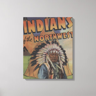 Toile Indiens du Nord-Ouest - Indian Chief & Teepee