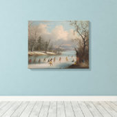 Toile Indiens jouant de la crosse sur la glace (Insitu (Plancher de Bois))